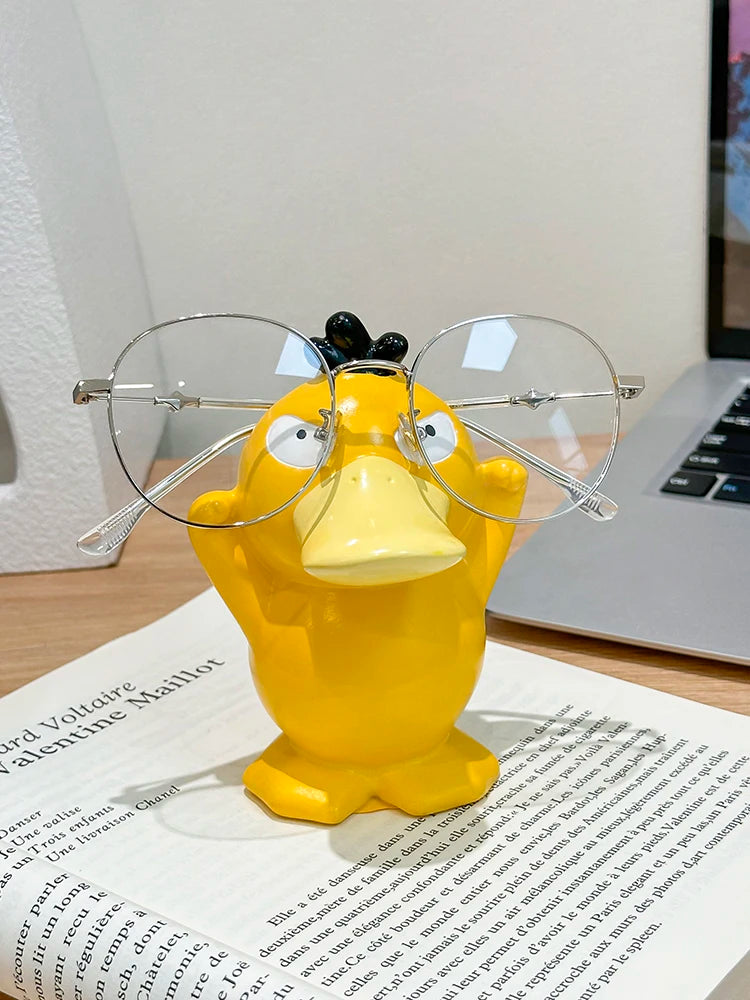 Miniso Anime Peripheral Cute Pokémon Psyduck Ornaments Glasses Frame Supplies Eye Display Stand Decorative Craft Stand Gifts