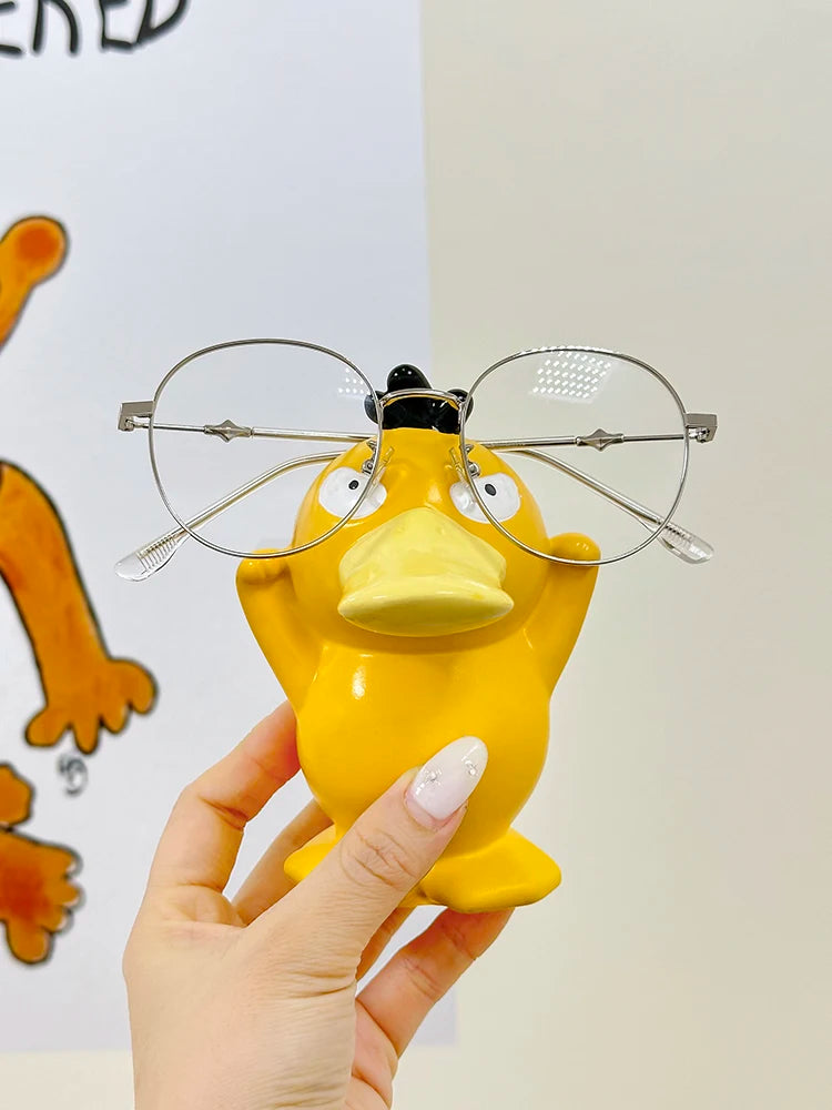 Miniso Anime Peripheral Cute Pokémon Psyduck Ornaments Glasses Frame Supplies Eye Display Stand Decorative Craft Stand Gifts