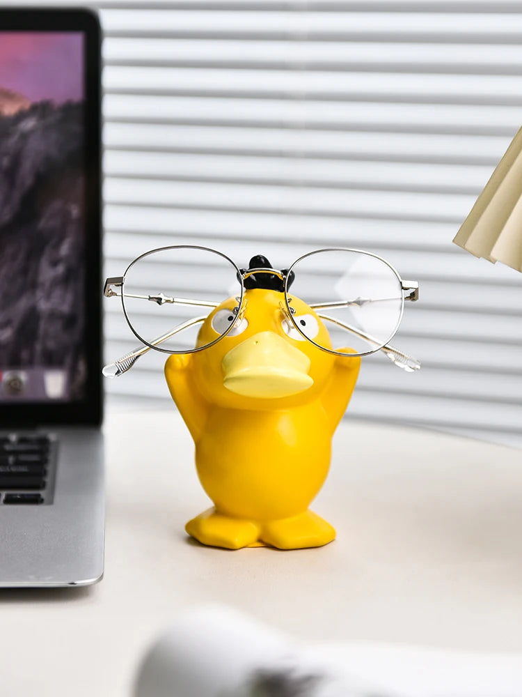 Miniso Anime Peripheral Cute Pokémon Psyduck Ornaments Glasses Frame Supplies Eye Display Stand Decorative Craft Stand Gifts