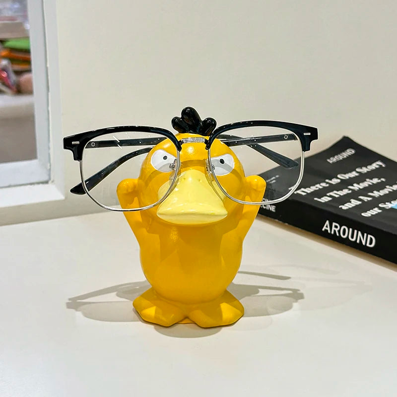 Miniso Anime Peripheral Cute Pokémon Psyduck Ornaments Glasses Frame Supplies Eye Display Stand Decorative Craft Stand Gifts