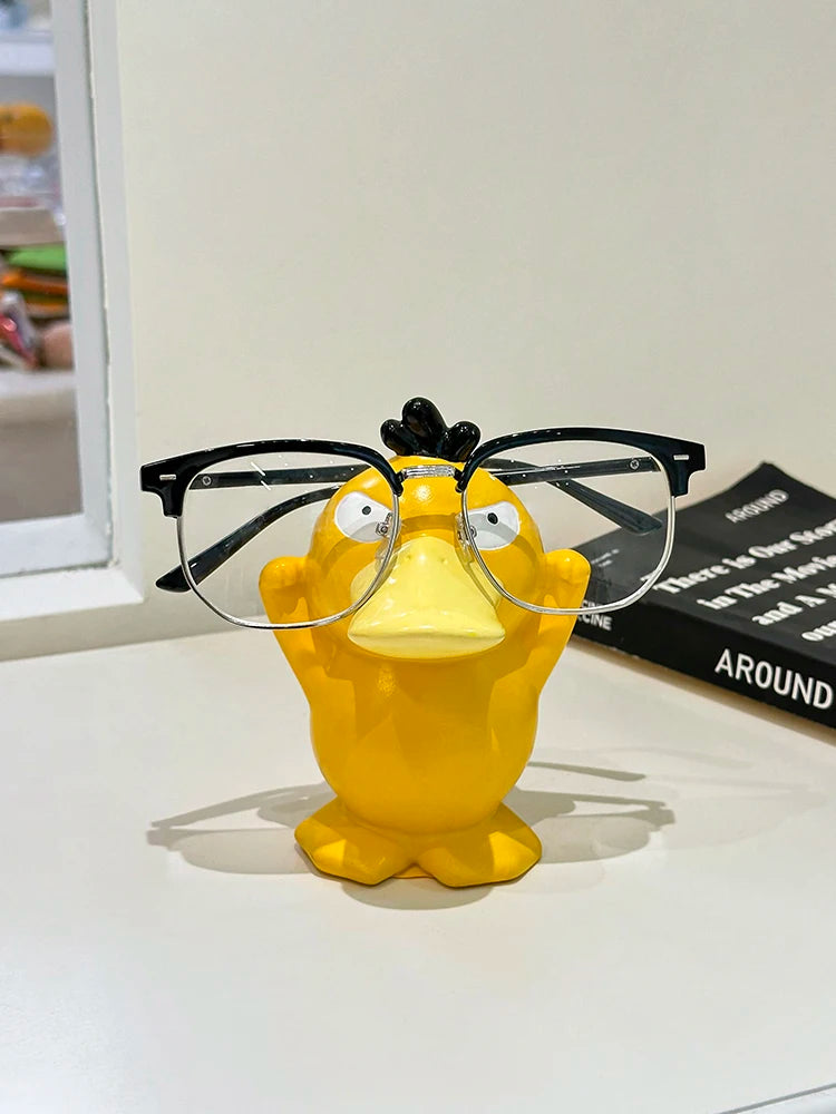 Miniso Anime Peripheral Cute Pokémon Psyduck Ornaments Glasses Frame Supplies Eye Display Stand Decorative Craft Stand Gifts