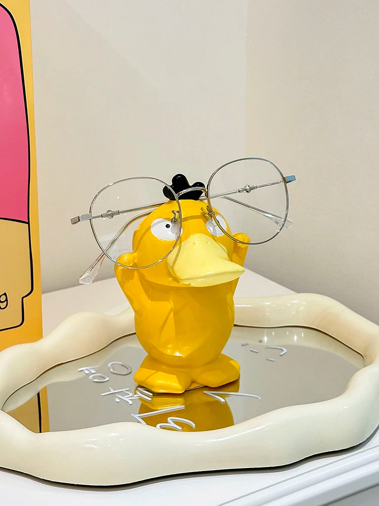 Miniso Anime Peripheral Cute Pokémon Psyduck Ornaments Glasses Frame Supplies Eye Display Stand Decorative Craft Stand Gifts
