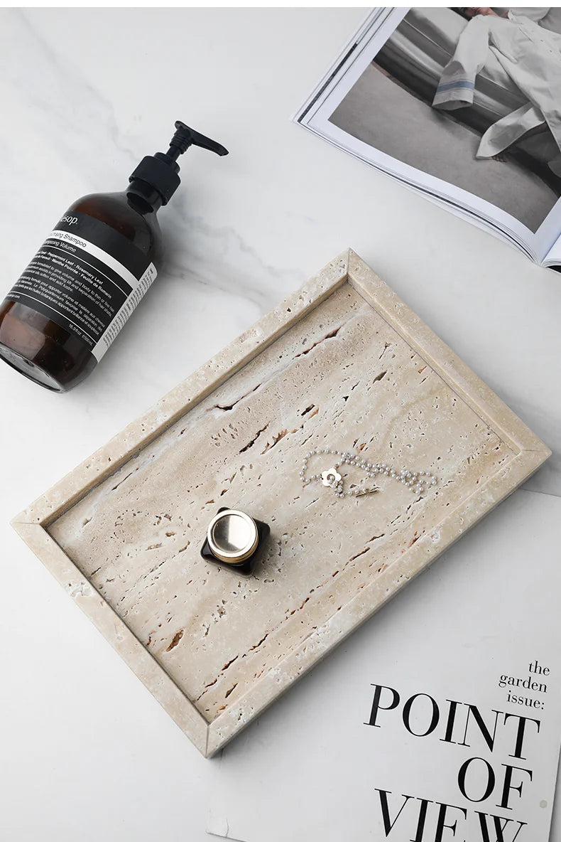 Minimalist Travertine Marble Tray