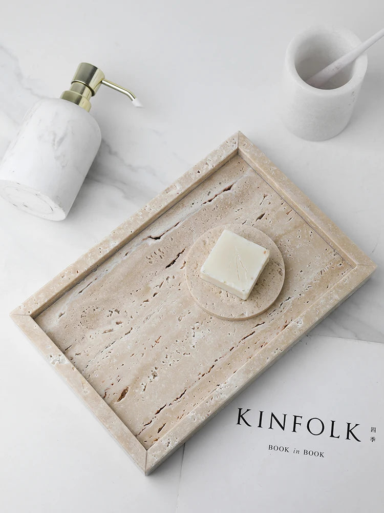 Minimalist Travertine Marble Tray