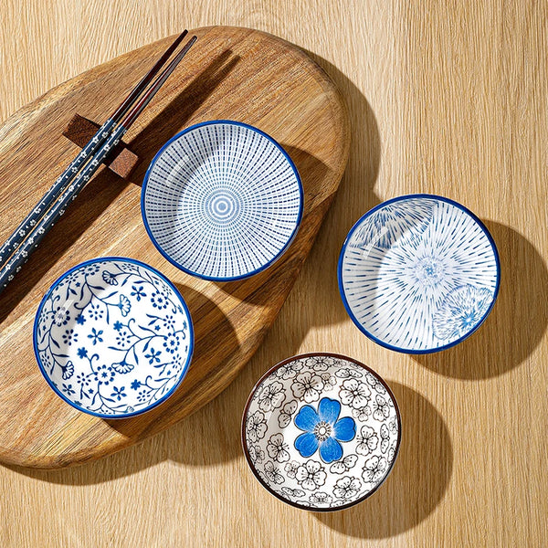 Set of 6 Japanese Artisan Mini Plates – Ceramic Dipping & Sashimi Serving Collection