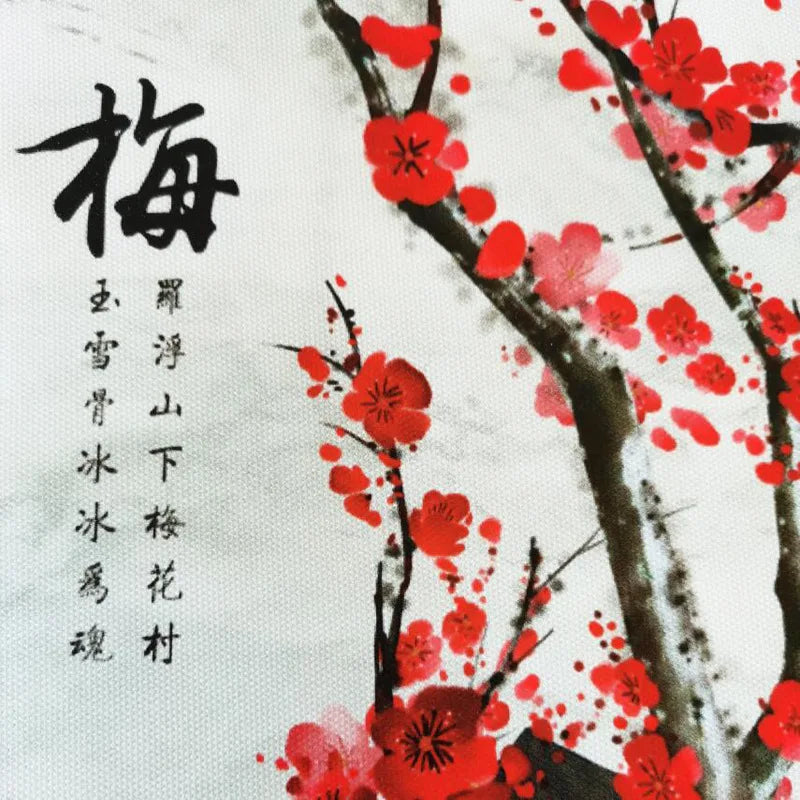 Printed Poster Nordic Canvas Wood Scroll Painting Chinese Flower Bamboo Orchid Wall Art for Gift Home Wall Hanging Room Decor