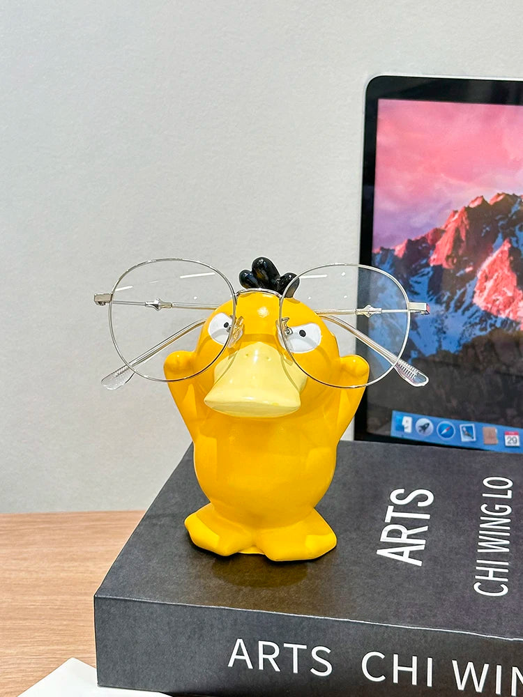 Miniso Anime Peripheral Cute Pokémon Psyduck Ornaments Glasses Frame Supplies Eye Display Stand Decorative Craft Stand Gifts