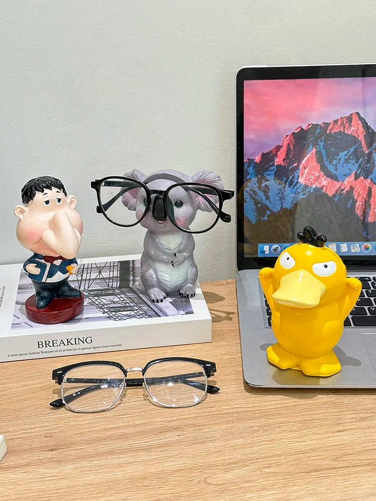 Miniso Anime Peripheral Cute Pokémon Psyduck Ornaments Glasses Frame Supplies Eye Display Stand Decorative Craft Stand Gifts