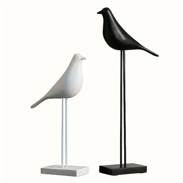 Hand-Painted Nordic Resin Bird Sculpture