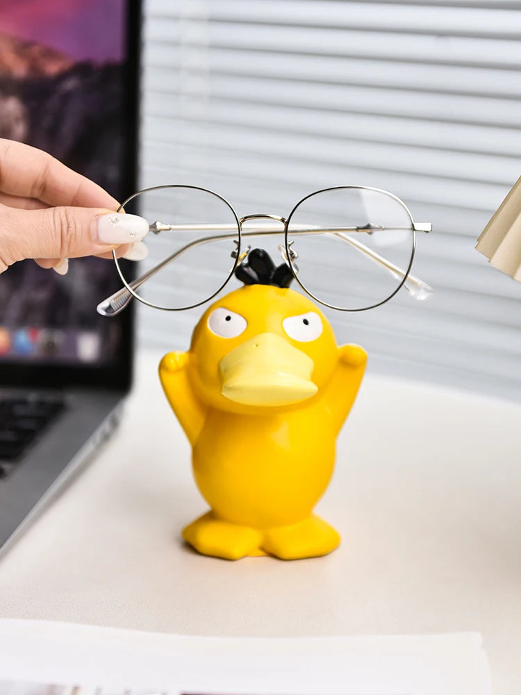 Miniso Anime Peripheral Cute Pokémon Psyduck Ornaments Glasses Frame Supplies Eye Display Stand Decorative Craft Stand Gifts
