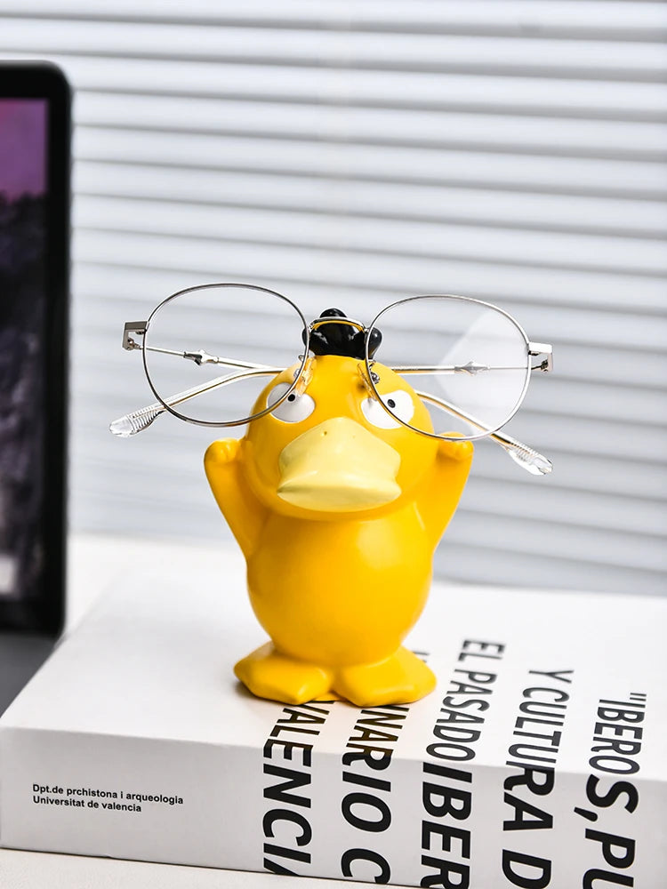 Miniso Anime Peripheral Cute Pokémon Psyduck Ornaments Glasses Frame Supplies Eye Display Stand Decorative Craft Stand Gifts