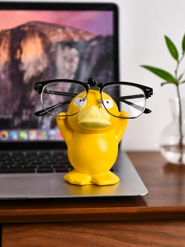 Miniso Anime Peripheral Cute Pokémon Psyduck Ornaments Glasses Frame Supplies Eye Display Stand Decorative Craft Stand Gifts