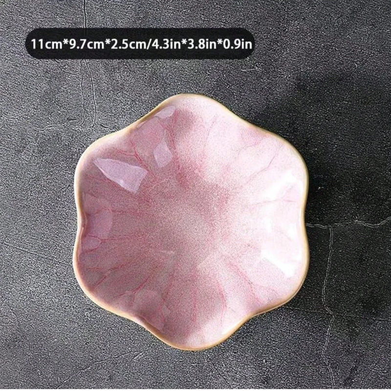 Lotus-shaped ceramic storage tray for jewelry, home decor, dipping plates, snacks, and tableware Office Home Use, Gift Idea