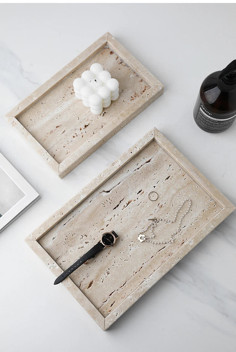 Minimalist Travertine Marble Tray