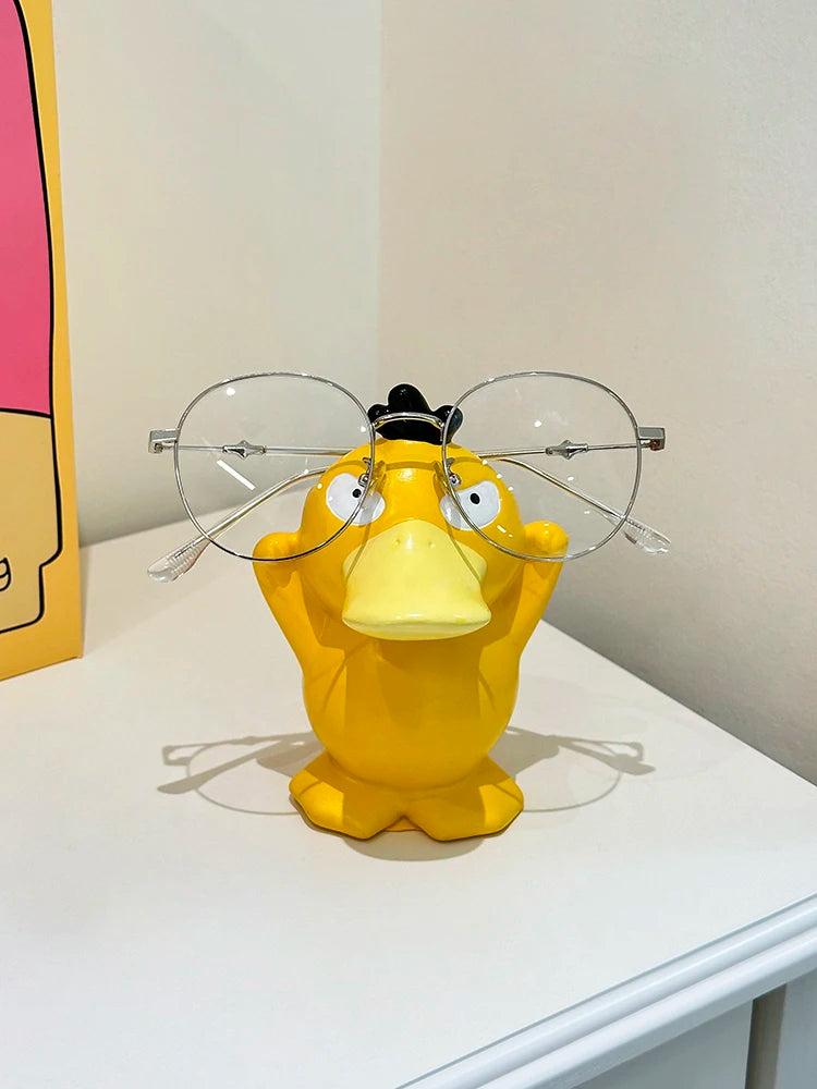 Miniso Anime Peripheral Cute Pokémon Psyduck Ornaments Glasses Frame Supplies Eye Display Stand Decorative Craft Stand Gifts