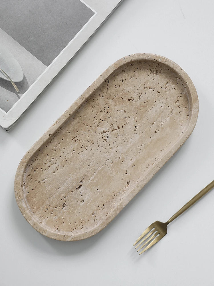 Minimalist Travertine Marble Tray