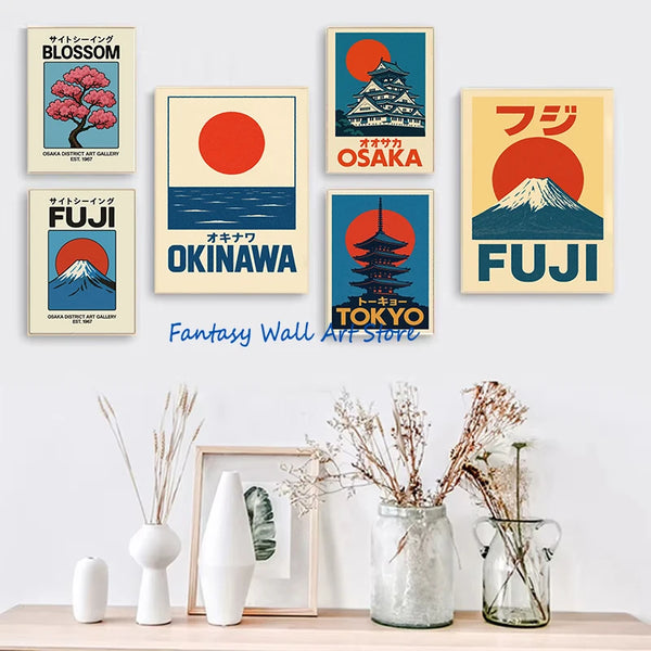 Japan Traveling Vintage Art Osaka Tokyo Fuji Blossom Yoshino Japanese Zen Poster Canvas Painting Wall Pictures Home Room Decor