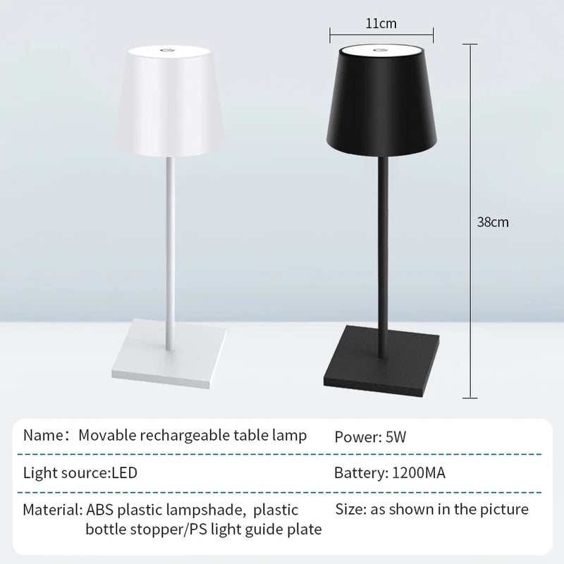 LunaGlow™ Rechargeable Touch LED Table Lamp – 3-Level Dimmable Ambient Light