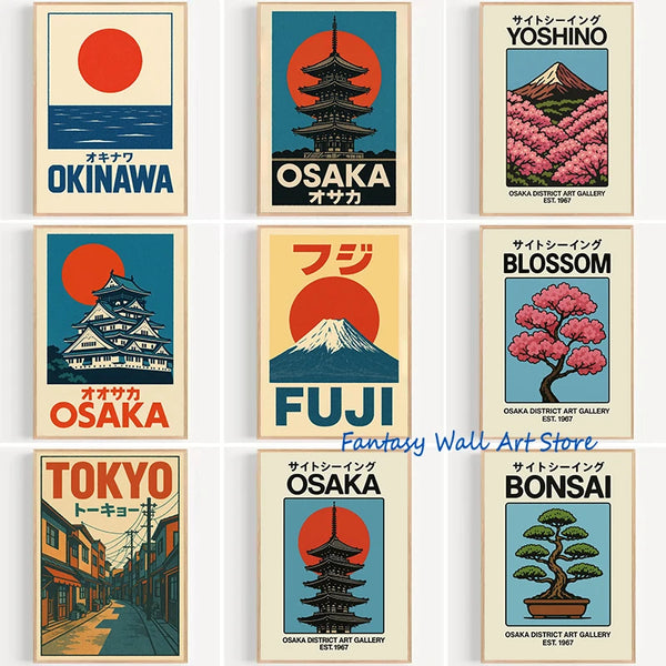 Japan Traveling Vintage Art Osaka Tokyo Fuji Blossom Yoshino Japanese Zen Poster Canvas Painting Wall Pictures Home Room Decor