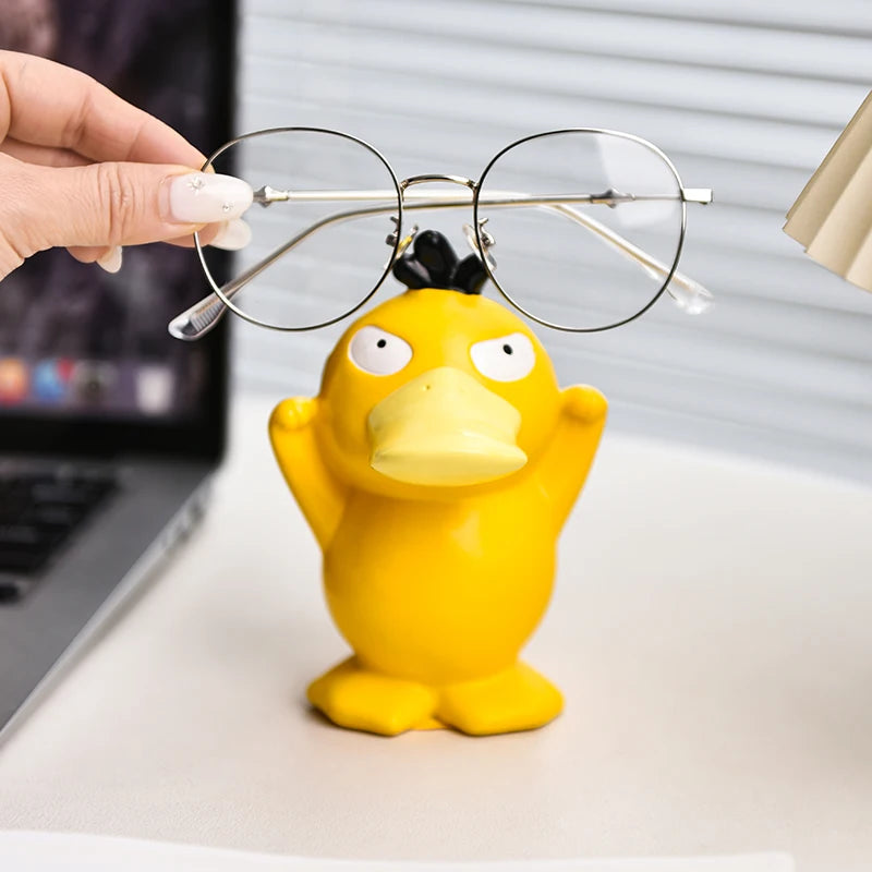 Miniso Anime Peripheral Cute Pokémon Psyduck Ornaments Glasses Frame Supplies Eye Display Stand Decorative Craft Stand Gifts